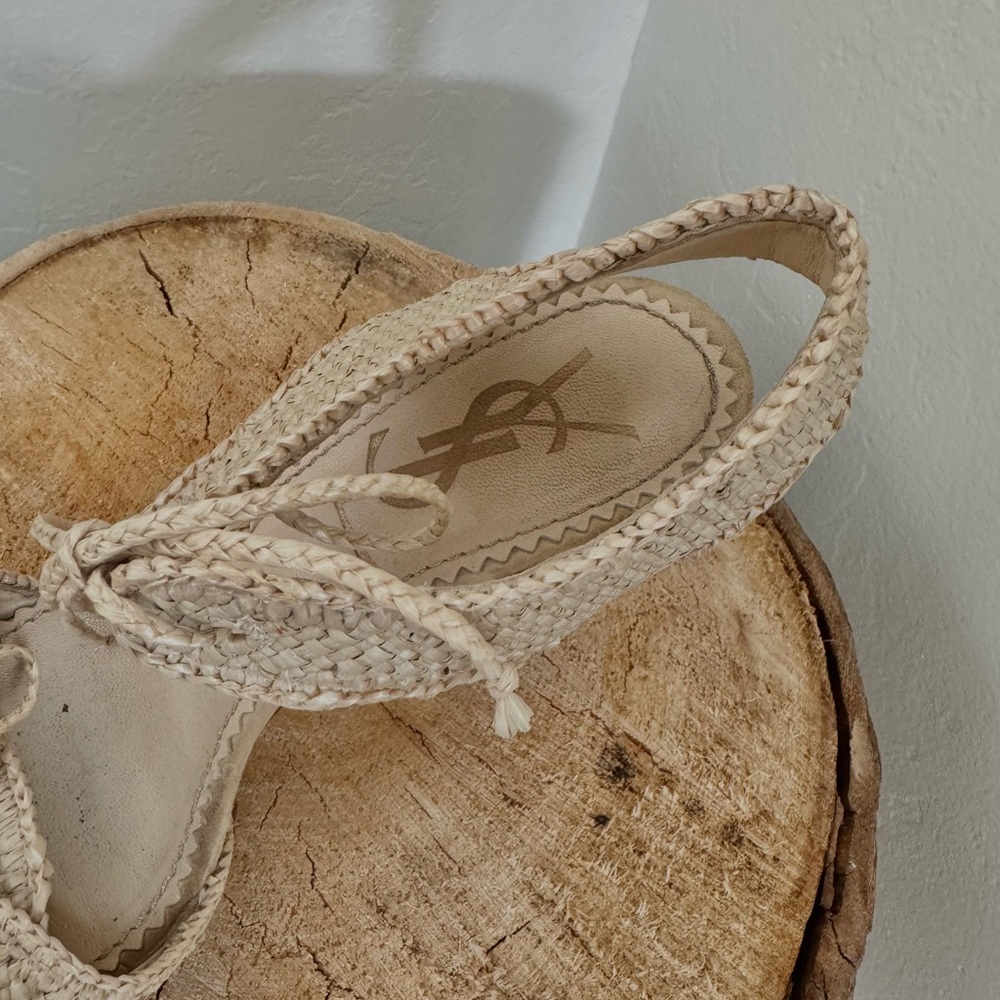 Vintage YSL raffia heeled sandals - Picture 12 of 13